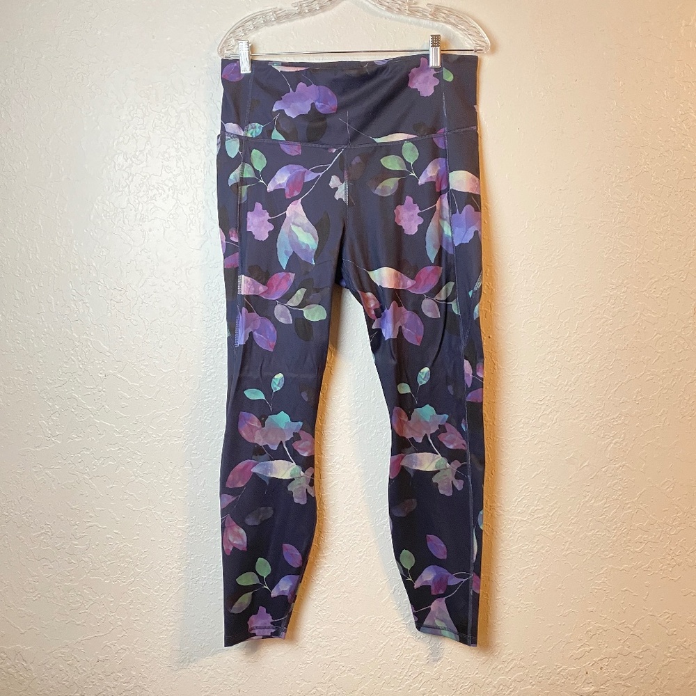 All In Motion Workout Leggings Womens Size XXL Purple Blue Floral